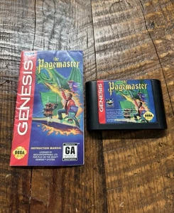 THE PAGEMASTER Video Game Cartridge + Manual Sega Genesis 1994 Retro Gaming - Picture 1 of 4
