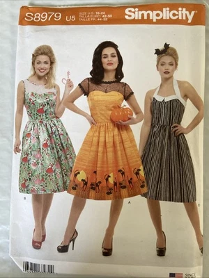 Retro Style Dresses size 16-24 Simplicity 8979 Sewing Pattern - Image 1 of 2