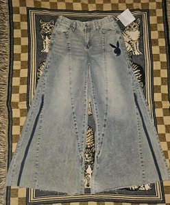 Playboy Jeans Juniors Size 7 & 13 Flare Wide Leg Logo Bunny - Picture 1 of 10