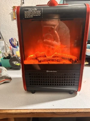 Mini chimenea eléctrica Comfort Zone calentador de espacio rojo Foto 1 de 2