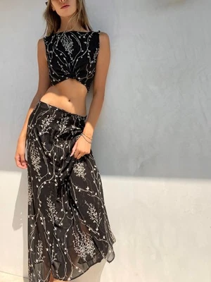 Maxi Falda Negra Max Mara Años 90 Vintage Talla US 8 / UK 10 Foto 1 de 4