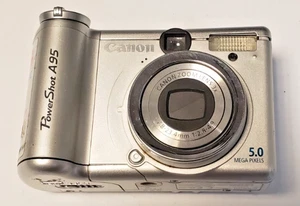 Appareil photo numérique Canon PowerShot A95 zoom optique 12x argent pour pièces à restaurer - Photo 1/9