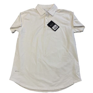 BYLT Premium Basics Lux Polo Shirt Mens Medium White S/S Golf Summer NWT - Picture 1 of 8