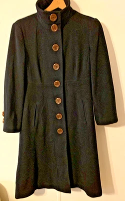 Abrigo Árbitro Largo Completo De Colección Marvin Richards Cachemira/Lana Talla 10 Negro Lujo Foto 1 de 4