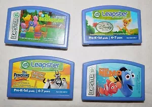 4 Leapster Leap Frog Game Cartridges, Penguins, Nemo, Fairies, Backyardigans - Picture 1 of 6