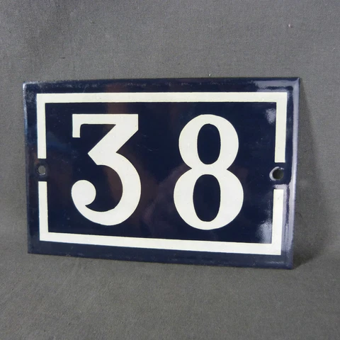 ⭐French Vintage Blue Enamel Metal Street Number n°38 Door House Plaque⭐ Cover