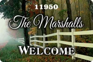 Welcome to Our Home Sign/ House Sign White Fence Scene-Add Name and House Number - Picture 1 of 1