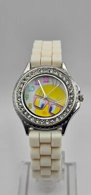 Warner Bros tweety персонаж часы бриллиант акцент безель резиновая лента новый аккумулятор - Изображение 1 из 4