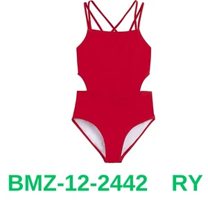 Kanu Surf Girls' Beach Sport Cut-Out 1-Piece Swimsuit, Solid Red, 12 - Picture 1 of 2