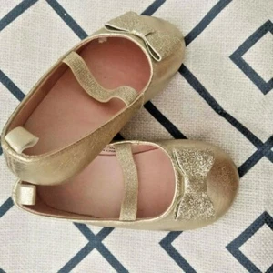 Toddler Infant Kids Baby Girls Golden Dance Princess Shoes With Bow - Picture 1 of 4