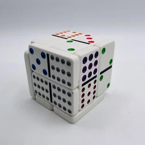 Vintage Domino Skulptur Volkskunst Wohndeko Spielzimmer Männerhöhle Briefbeschwerer Würfel - Bild 1 von 7