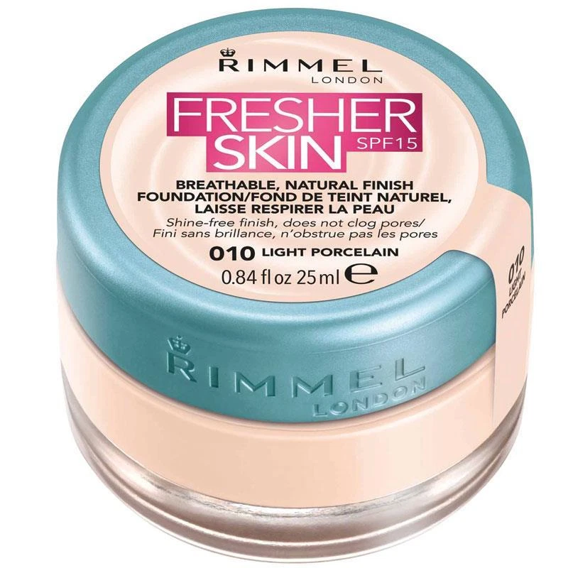 Rimmel Fresher Skin SPF 15 Natural Finish Foundation 010 Light Porcelain - Image 1 of 1