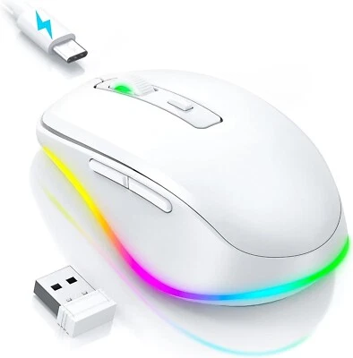 Kabellose Maus Funkmaus LED Wiederaufladbar mit Mausbeweger Leise 2,4G USB C315 - Bild 1 von 4