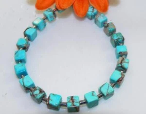 Armband Schmuck Edelstein Würfel Impression Jaspis türkis marmoriert 213j - Bild 1 von 7