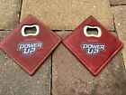 Pair of ISUZU Truck Power Up Square Leather Bottle Openers WOW!!!