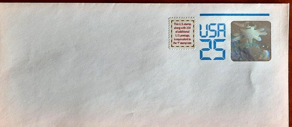 USA SPACE STATION HOLOGRAM 1989 PRE-PAID US POSTAGE STATIONARY U617 25c ENVELOPE - Image 1 of 1