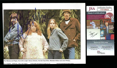 Papa John Phillips signed 8"x 6" Book Photo JSA Authenticated Cover