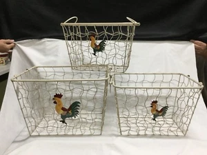 Decorative Chicken Wire Nesting Storage Baskets, Set Of Three - Picture 1 of 3