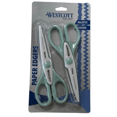 2 PK Westcott Majestic Pinking Paper Edgers Foam Green NEW - Image 1 of 4
