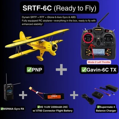 Dynam Waco YMF-5D V2 amarillo 4S RC biplano 1300 mm 51" envergadura Foto 1 de 4