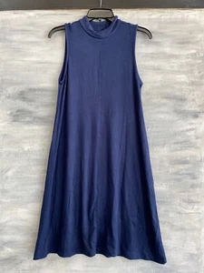 NEW! JOAN VASS VD804003 Mock Neck Sleeveless Knit A-Line Dress, M - True Blue - Picture 1 of 11