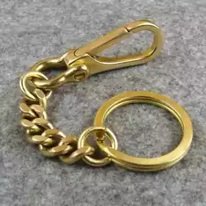 Solid Brass Keychain Holder – Durable Key Ring with Snap Hook for Bag & Wallet - Picture 1 of 6