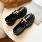 Loafers Ladies Thick Sole Slip On Flats Creepers Leather Platform Buckle Shoes