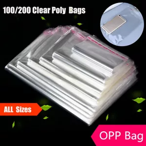 Clear Self Adhesive OPP Bags Cellophane Tape Peel Poly Seal Plastic Packing Bags - Picture 1 of 19