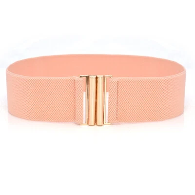 Womens Elastic Wide Waist Belt Buckle Wide Stretch Corset Cinch Dress Waistband - Image 1 of 4