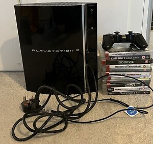 Sony PlayStation 3 PS3 80GB Black Console Bundle Official Controller 11 Games