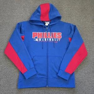 Majestic Philadelphia Phillies Men's MEDIUM Hooded Jacket Blue Therma Base - Picture 1 of 12