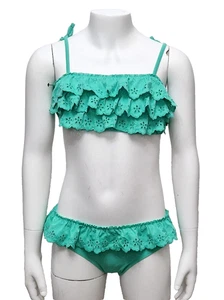 NEXT Kids Girls Lovely Swimwear Green Floral Trim 2 Piece Bikini Set 6 Years - Picture 1 of 2