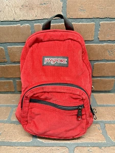 Mini Mochila De Colección Y2k Jansport Roja Pana Micro 3 Bolsillos Bolso T907 - Imagen 1 de 5
