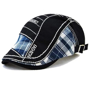 Men Beret Hat Cotton Buckle Adjustable Newsboy Hats Cabbie Gatsby Cap Flat Dr... - Picture 1 of 7