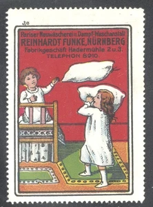 Germany poster stamp cinderella reklamemarken pillow fight children - Picture 1 of 2