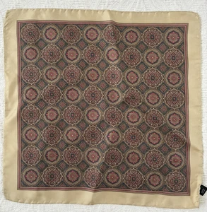 13" hellbraunes mehrfarbiges Paisley Seide Einstecktuch handgefertigt in Italien - Bild 1 von 6