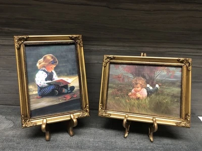 "Litografía con marco de madera dorada Quiet Time & September Girl de Donald Zolan de colección 6x8""" Foto 1 de 4