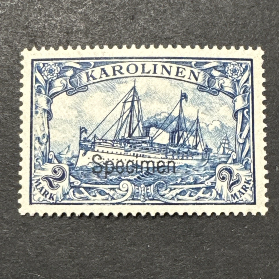 1900 Islas Carolinas MLH Imperial Yacht Espécimen Firmado Raro Estampilla Coleccionable Foto 1 de 4