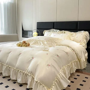 Prinzessin Bettwäsche Sets Seidig Bettwäscheset mit Spitze Nackt Schlaf Bettwäsche - Bild 1 von 38