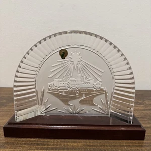 Waterford Crystal Nativity Crèche Wood Stand Backdrop Christmas Glass Sculpture - Picture 1 of 7