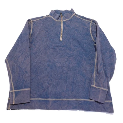 Johnston & Murphy Quarter Zip Activewear Blue Sweater Men’s Size L Acid Wash - Image 1 of 4
