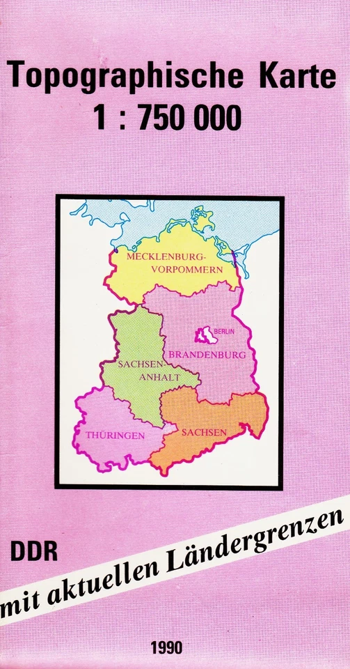 Topographische Karte DDR 1:750.000 von 1990 - Bild 1 von 1