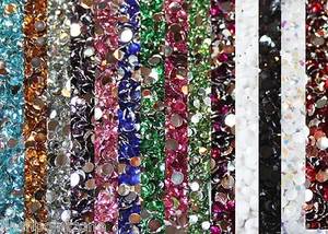 1000 Crystal Flat Back Resin Rhinestones Gems 60 colors, 2mm, 3mm, 4mm, 5mm, 6.5 - Picture 1 of 58