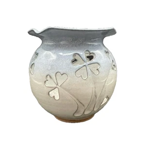 Jerry Davis Studio Art Pottery Reticulated Heart Clover Flower Candle Jar Vessel - Picture 1 of 10