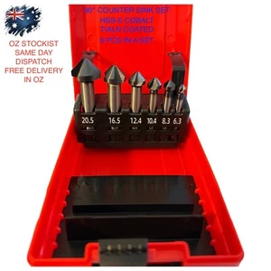 Countersink 3 Fluted 6pc Set 6.3-20.5MM (Boxed) made from solid HSS-E 90 degree - Picture 1 of 3
