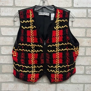 Chaleco Michael Simon De Colección Para Mujer Talla Mediana Negro A Cuadros Cremallera Completa Imitación Cuero Espalda - Imagen 1 de 10