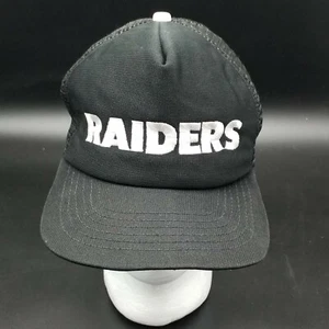 Vtg Raiders Black 80's/90's Snapback Hat Cap Used New Era NFL Block Script - Picture 1 of 9