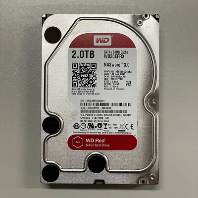 WD 2TB Red NAS 3.5" SATA HDD 5400 RPM 6Gbps 64MB Cache WD20EFRX WD20EFRX-68EUZN0 - Image 1 of 4