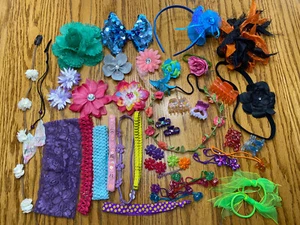 Girl Hair Accessory Assorted Lot Flower Clips Headbands Bow Pony Tail Claw 52 Pc - Picture 1 of 6