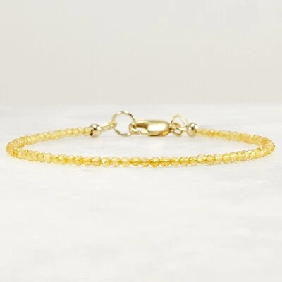 Pulsera de citrino cuentas pequeñas piedra de nacimiento de noviembre regalo de cumpleaños para ella apilable M Foto 1 de 4